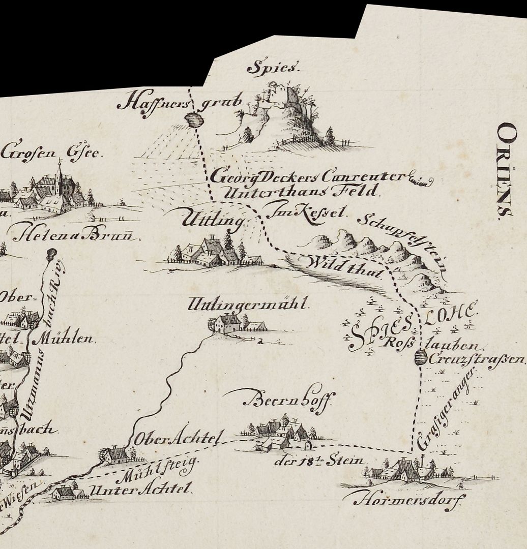 Hiltpolsteinische Fraiß-Mappa Bildausschnitt aus der rechten Ecke der unteren Kartenhälfte
