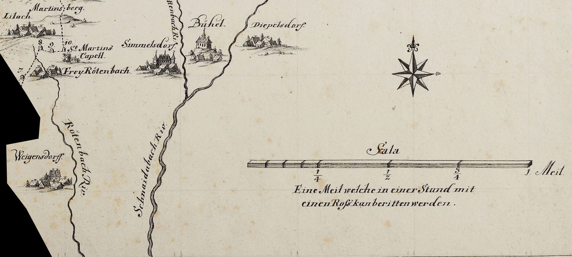 Hiltpolsteinische Fraiß-Mappa Bildausschnitt aus der rechten Ecke der unteren Kartenhälfte