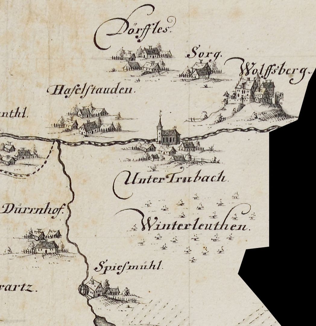 Hiltpolsteinische Fraiß-Mappa Bildausschnitt aus der Mitte der oberen Kartenhälfte