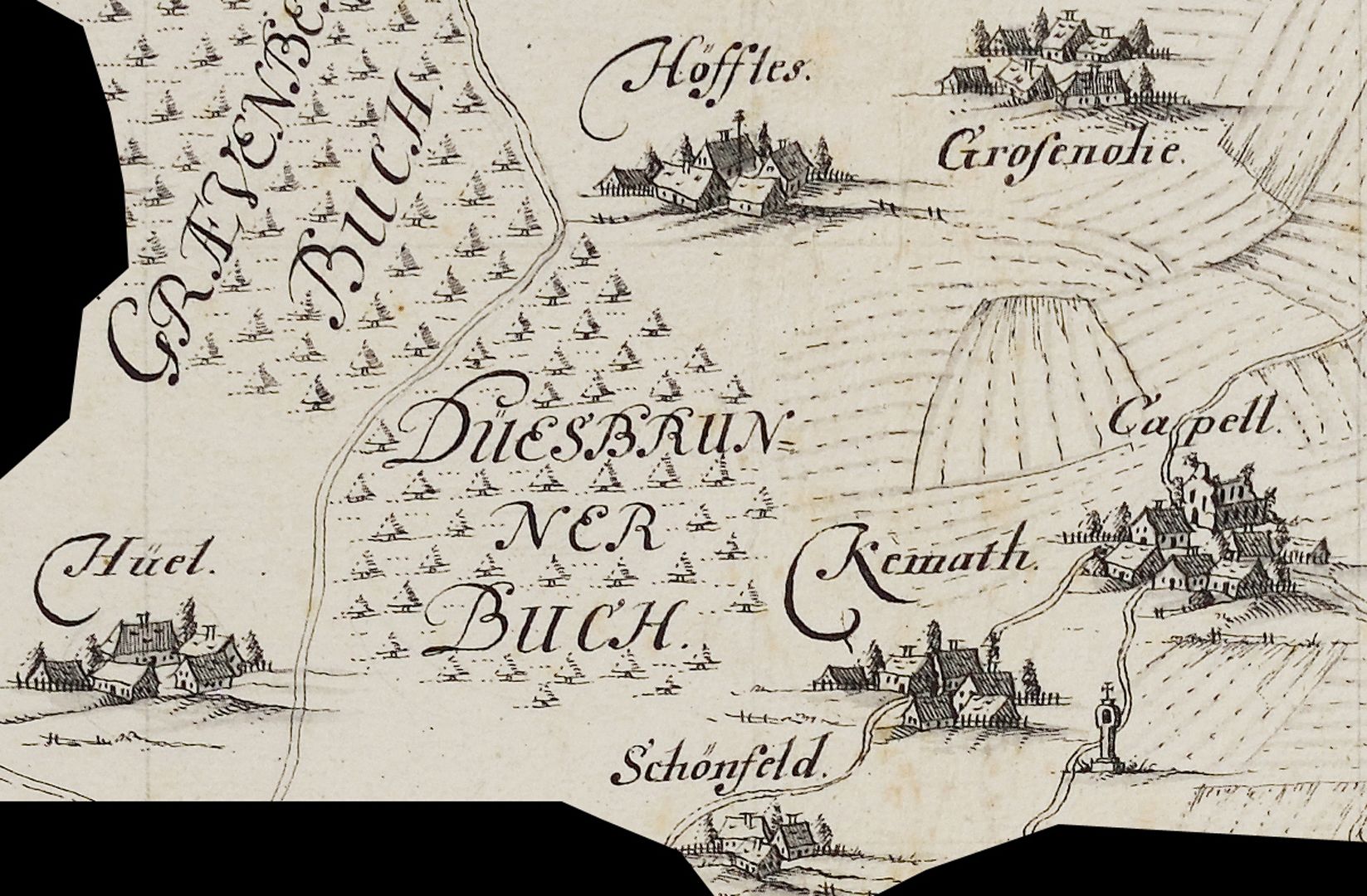 Hiltpolsteinische Fraiß-Mappa Bildausschnitt aus der Mitte der oberen Kartenhälfte