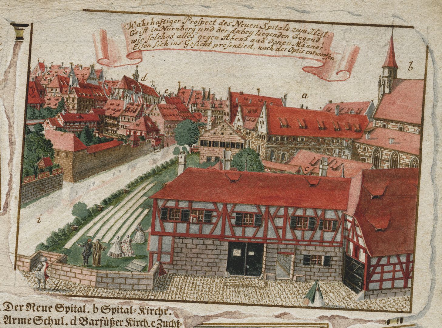 Quodlibet to the Holy Spirit Hospital upper right corner of the sheet with the view of the Holy Spirit Hospital, a partial copy of his own panorama view