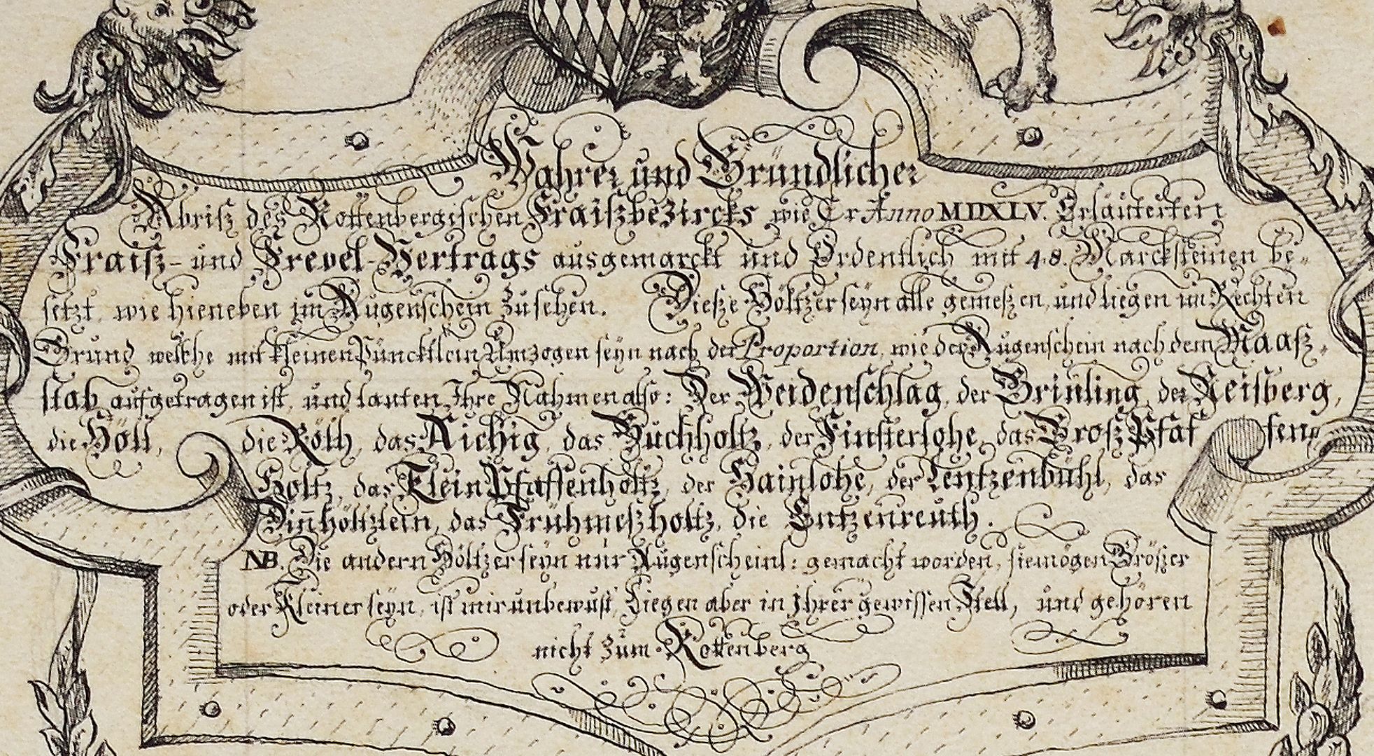 Wahrer und gründlicher Abriß des Rottenbergischen Fraisbezirkes (...) Inschrift