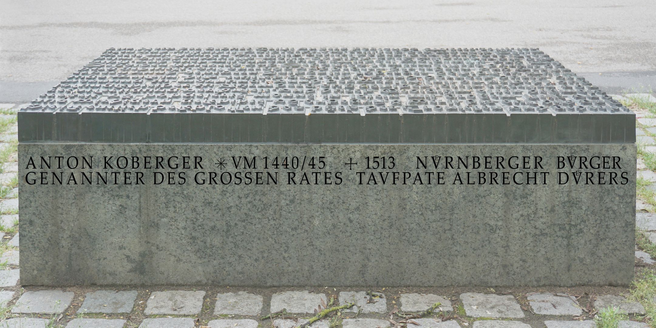 Anton Koberger / Memorial Stone Rear side with inscription text (subsequent photo editing