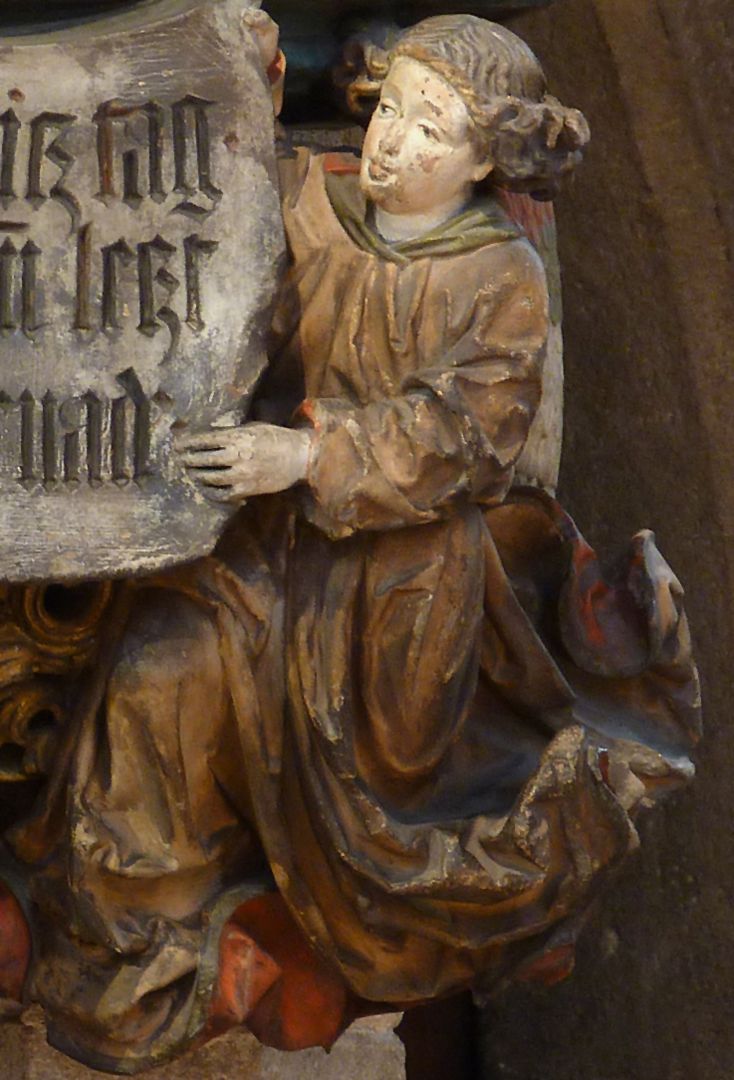 Epitaph of Hans Rebeck Inschrifttragender Engel auf der rechten Seite