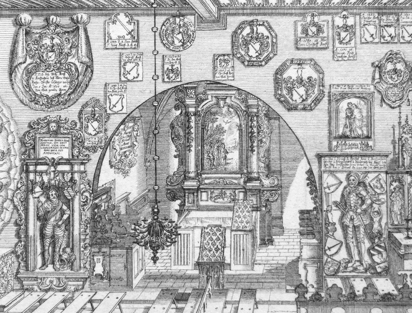 “Urbis Norimbergensis Insigniorum Templorum…” St. George´s Church in Kraftshof (Georgskirche) View of the sanctuary with the altar