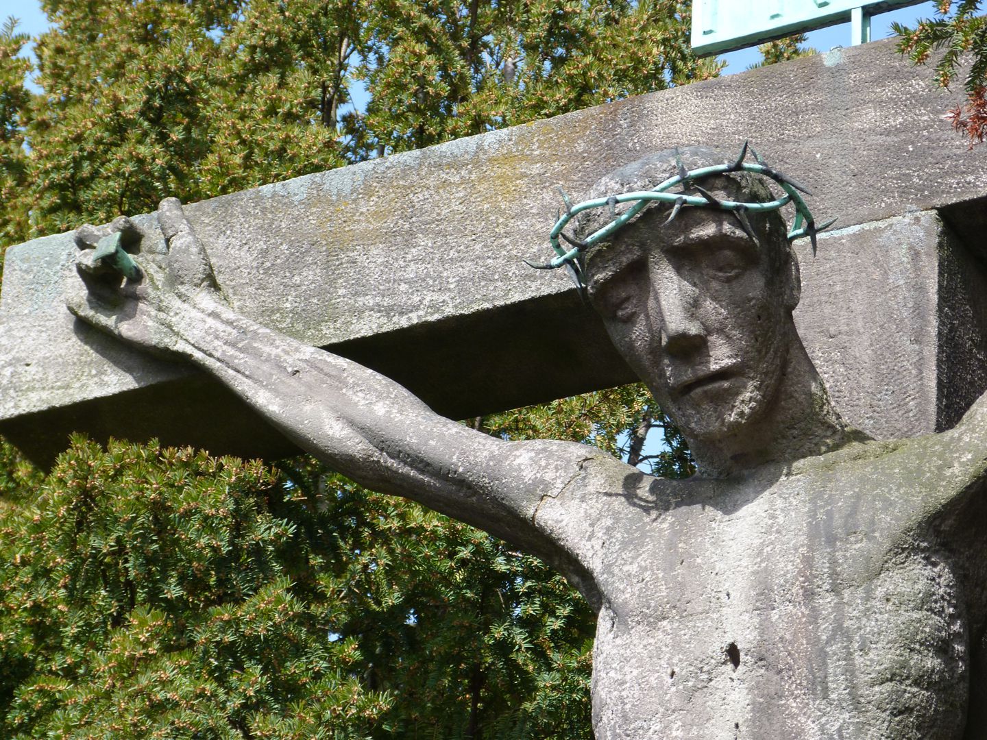 Christ on the Cross Detail view with upper part of the body and right arm