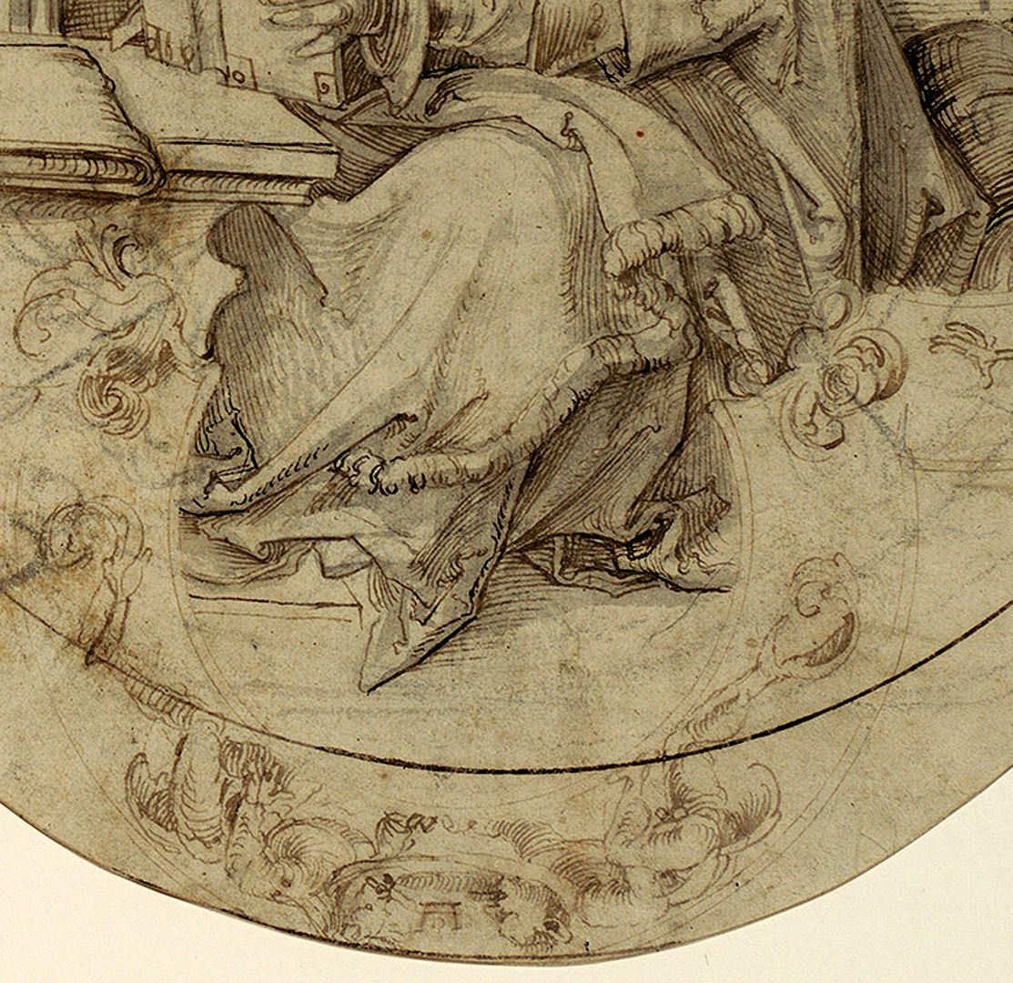 windowpane outline Detail of the lower half with the false Dürer monogram