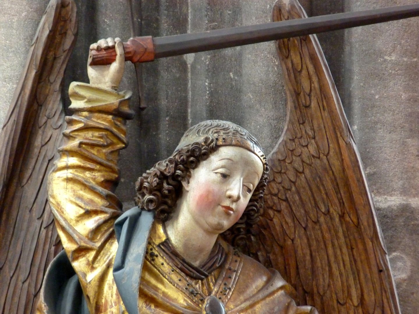 Archangel Michael Detail of the Archangel with his right hand raised with sword