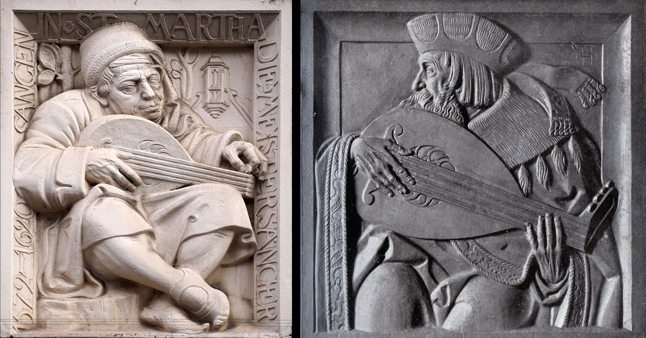 Lute player Comparison with a relief painting by the artist from 1907 on the organ loft in Neumarkt i.O. (Photo 1922 from Max Heilmaier a German Sculptor by Georg Lill, published by Parcus & Co., Munich).