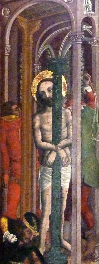 Passionsaltar der Johanniskirche rechte Tafel, Jesus an der Geißelsäule