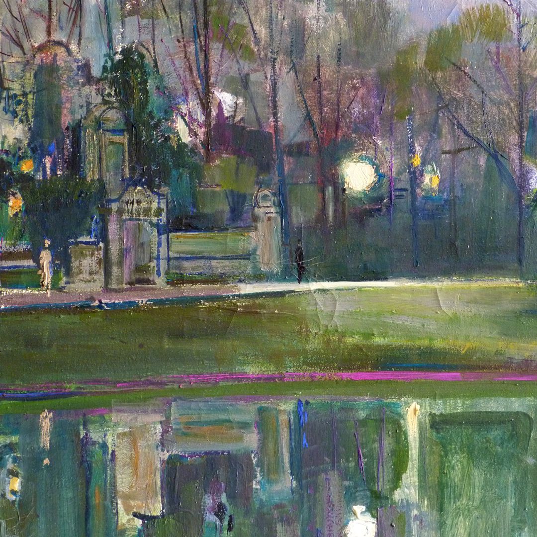 City park by night Detail with Schiller memorial