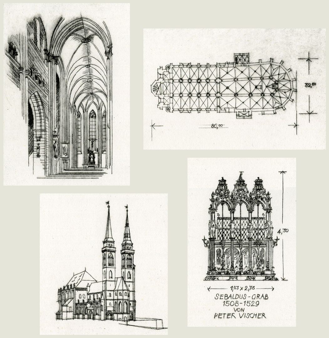 St. Sebalduskirche in Nürnberg, 600 Jahre Hallenchor 1379 - 1979 Detailansichten des Blattes
