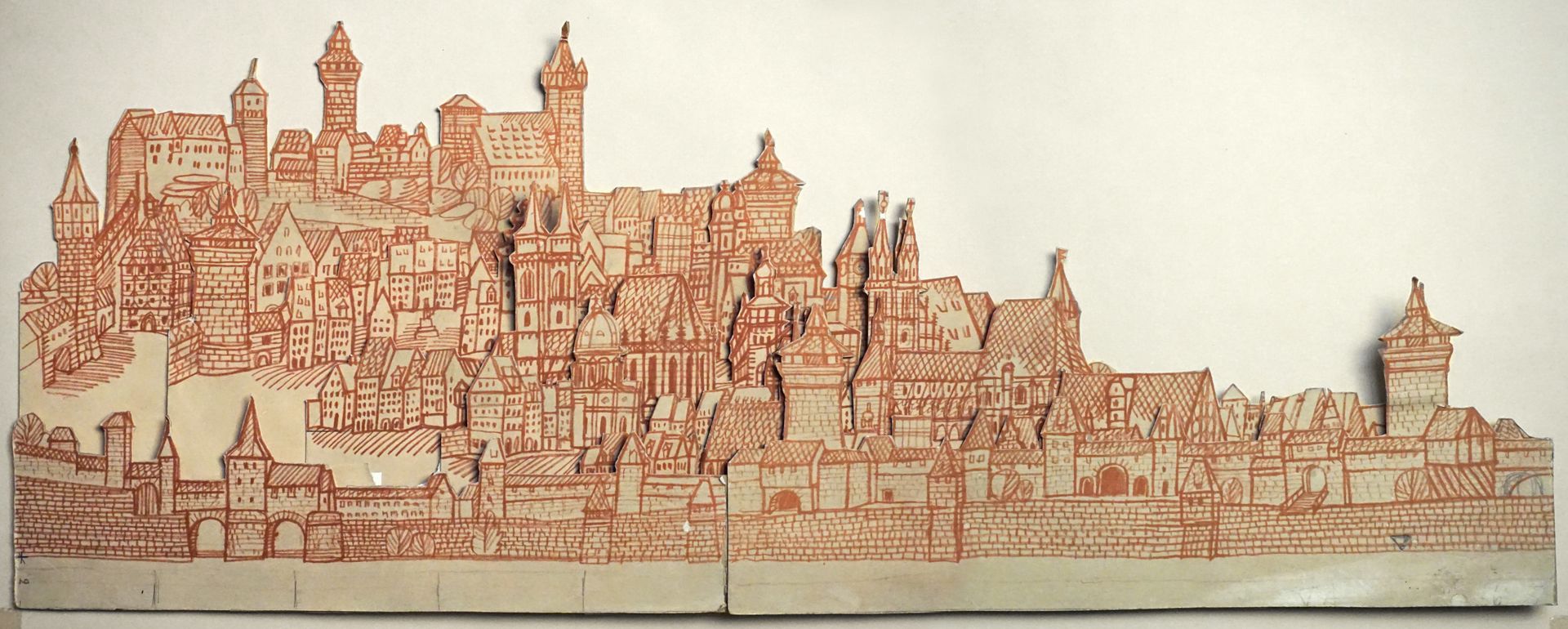 Stadtmodell Modell zusammengeklappt / westliche Seite