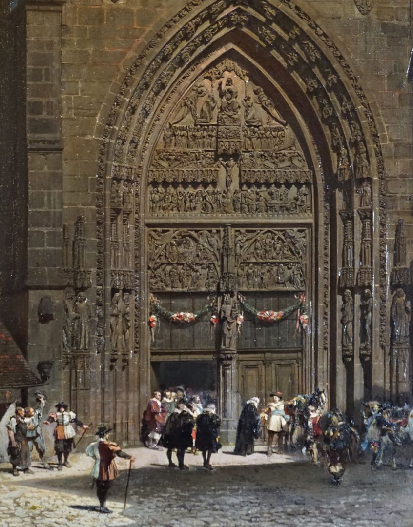 Farewell scene of Gustav Adolf and his entourage Main portal with the farewell scene