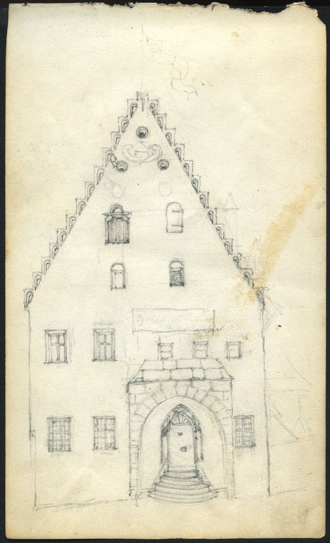 Skizzenbuch von Paul Ritter Südfassade des Unschlitthauses in Nürnberg