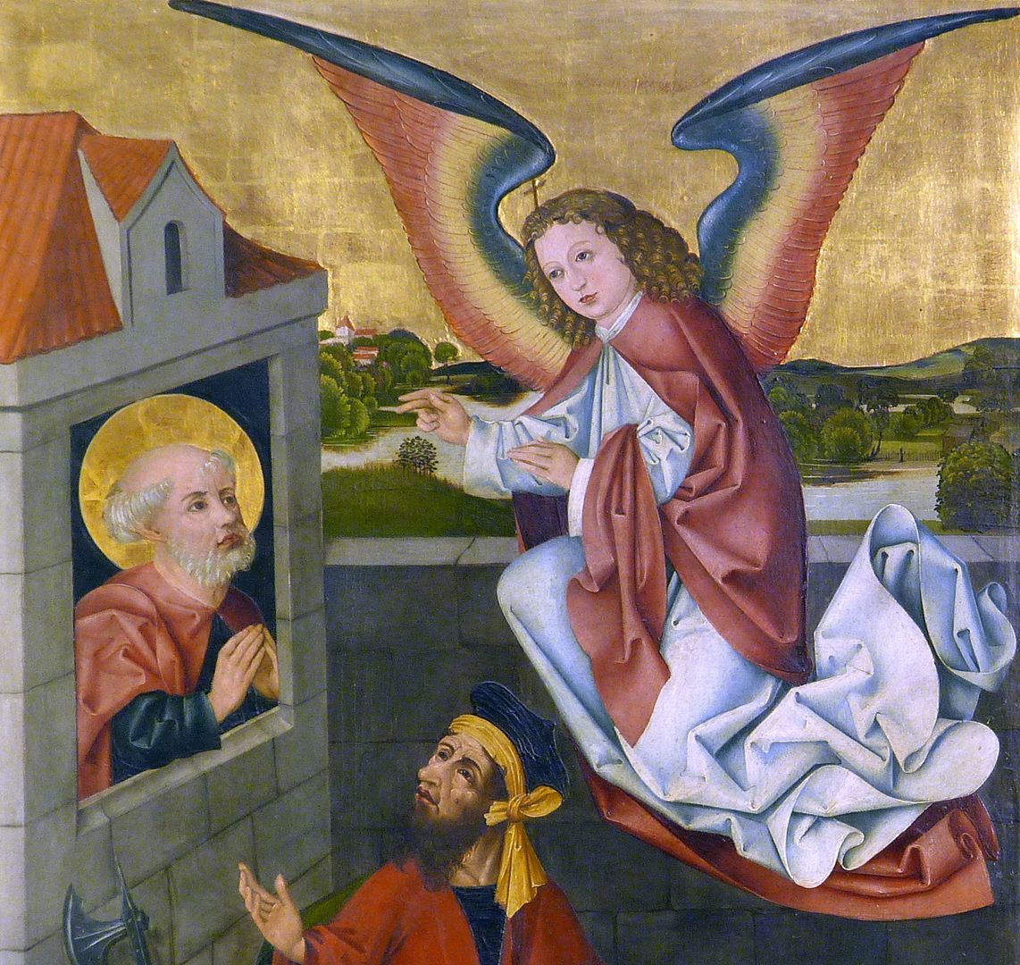 Peter´s Altar Shrine, left wing above, comforting Peter in the dungeon by an angel, detail