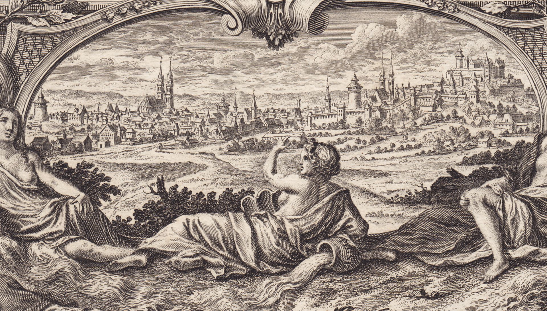 Allegory of the Law Detail with city view of Nuremberg