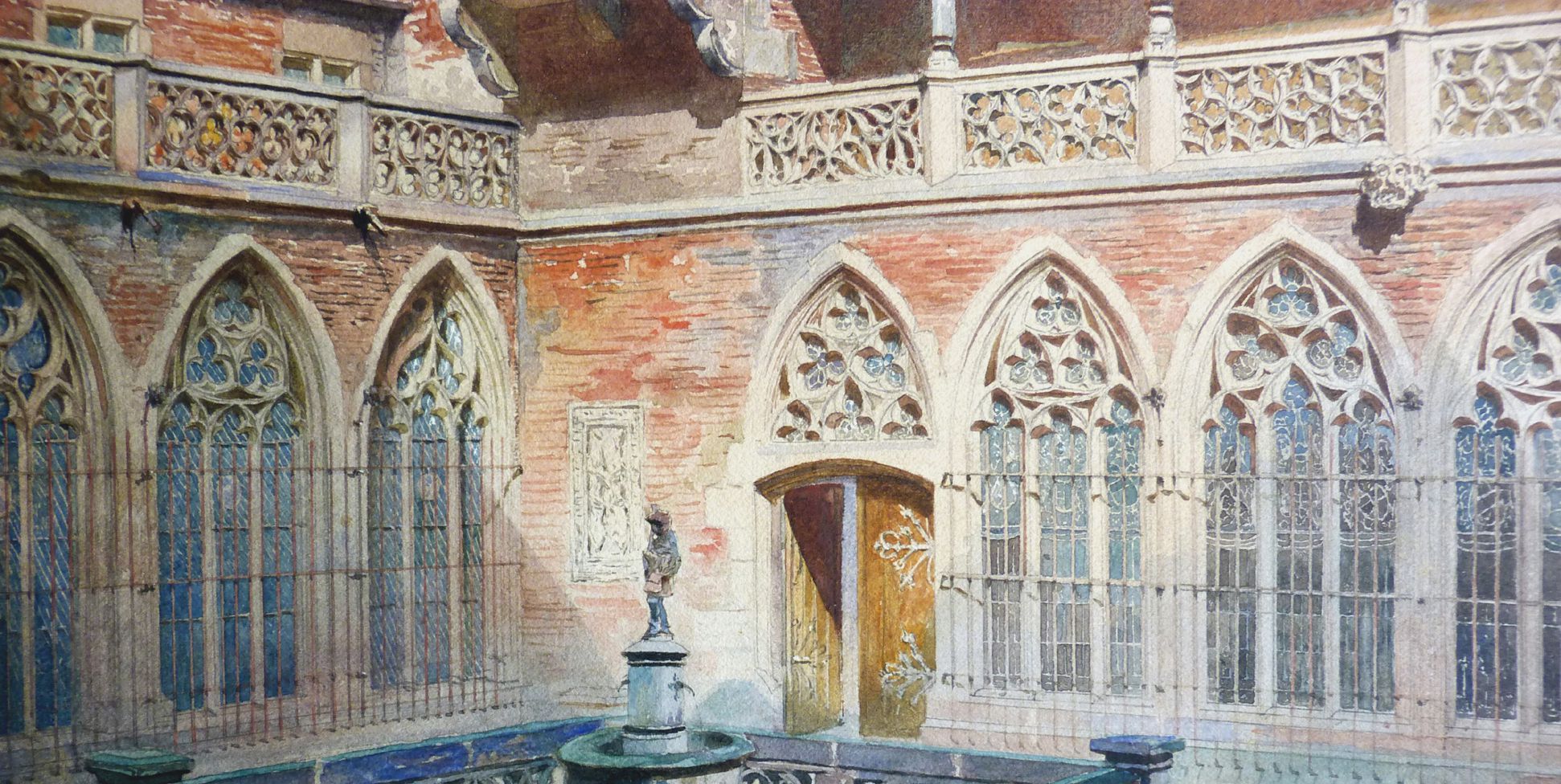 German National Museum, Augustine wing, so-called Wittelsbach Court with Wittelsbach clock Courtyard, detail
