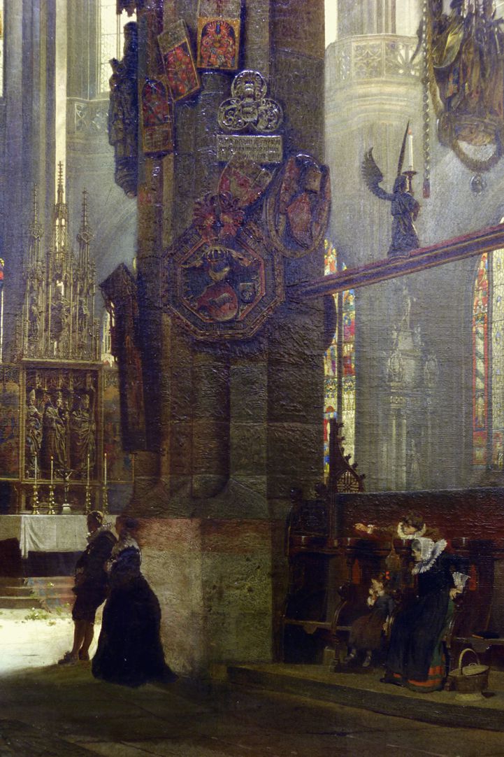 Tabernacle in St Lorenz-Church in Nuremberg with bridal procession form the early 17th century Detail view