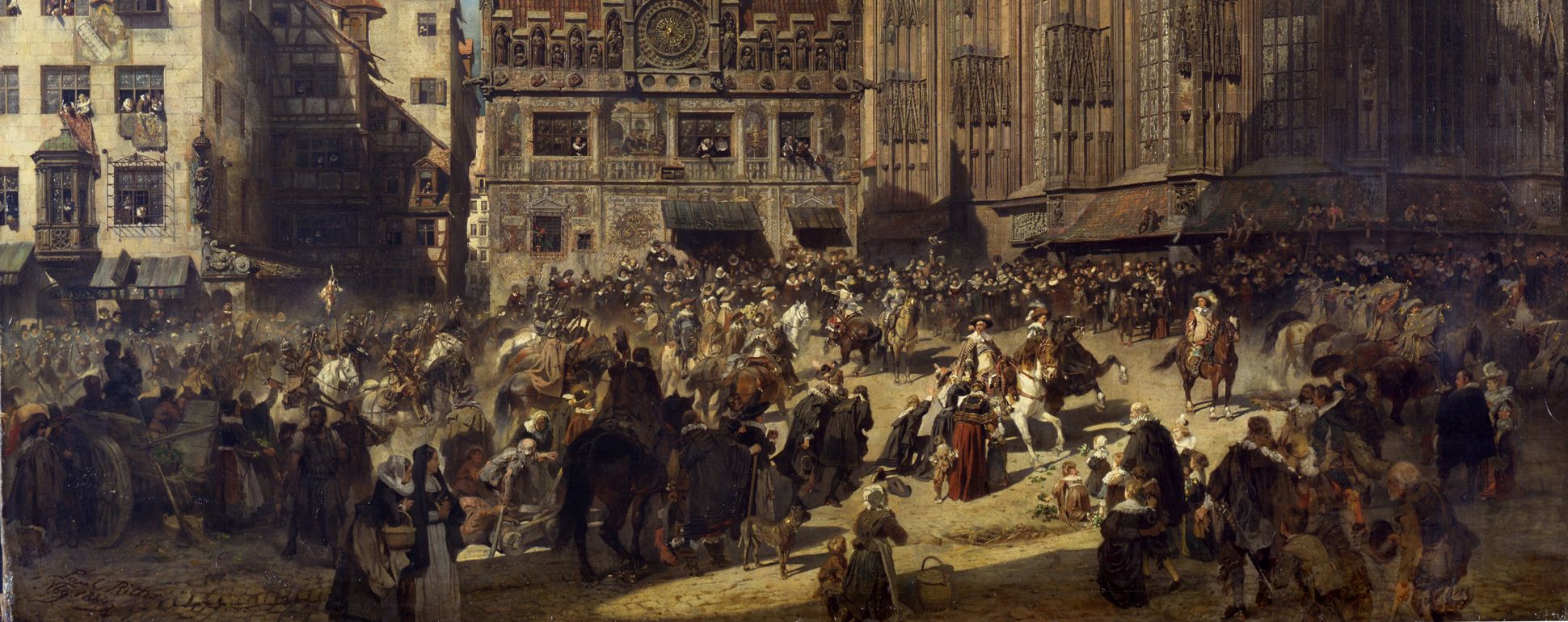 The old show at Nuremberg at the time of Gustav Adolf's entry on 21 March 1632. Lower part of the picture