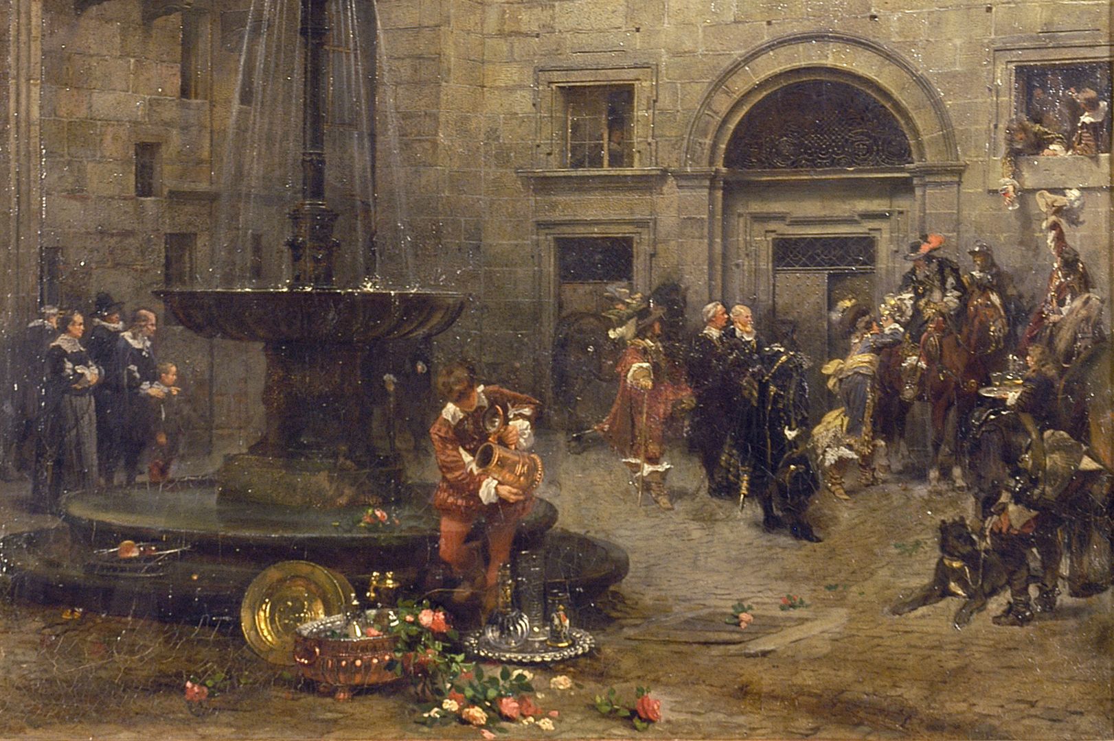 East side of the large town hall courtyard in Nuremberg at the time of the peace banquet in 1649 Lower half of the picture