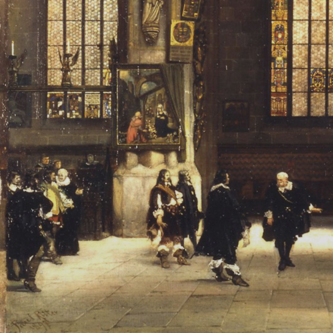 The Sacrament House (Tabernacle) by Adam Kraft in the Lorenzkirche Field marshal Ottavio Piccolomini with his entourage