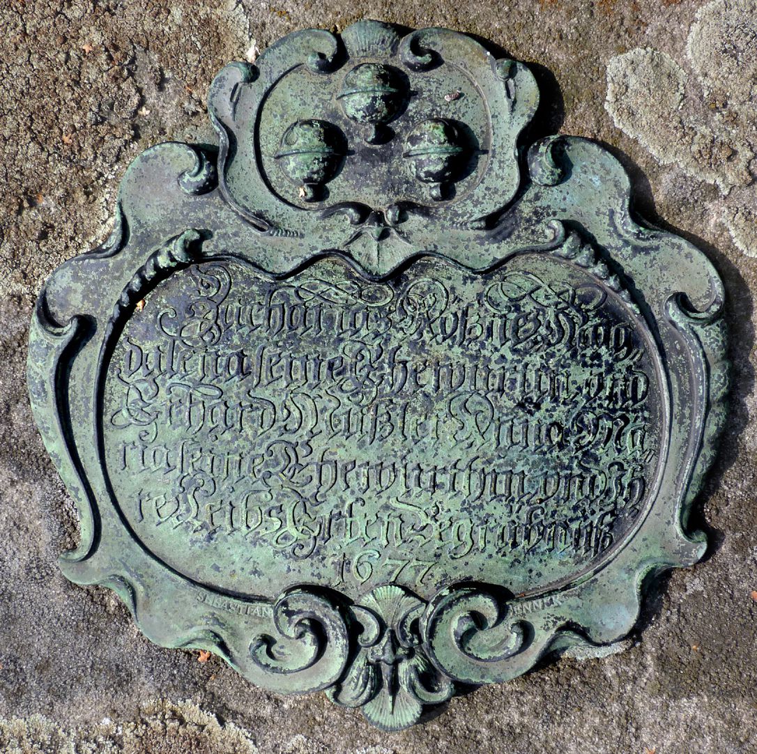 Epitaph on grave N 140, Rochusfriedhof Cartouche with inscription