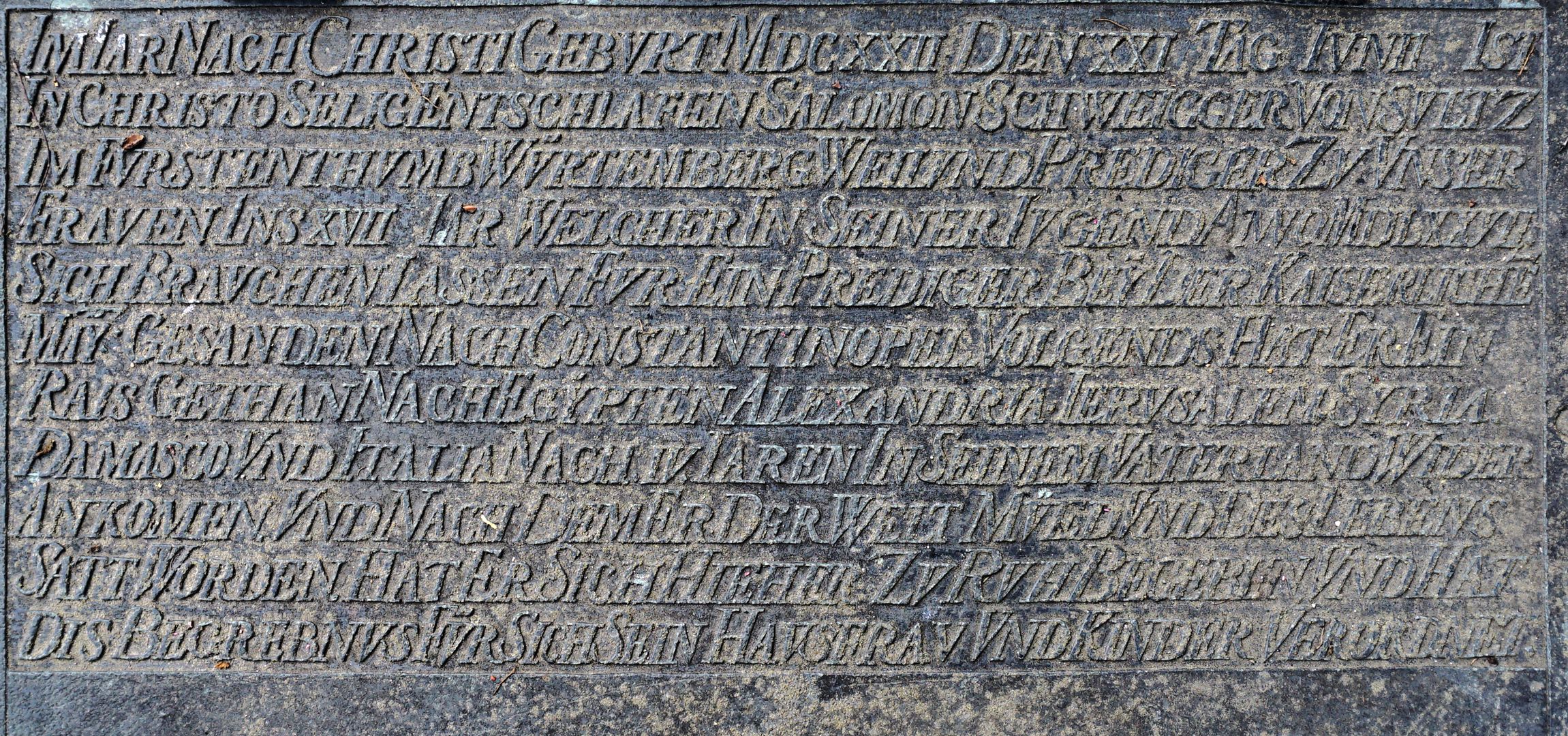 Epitaph des Salomon Schweigger Inschrift