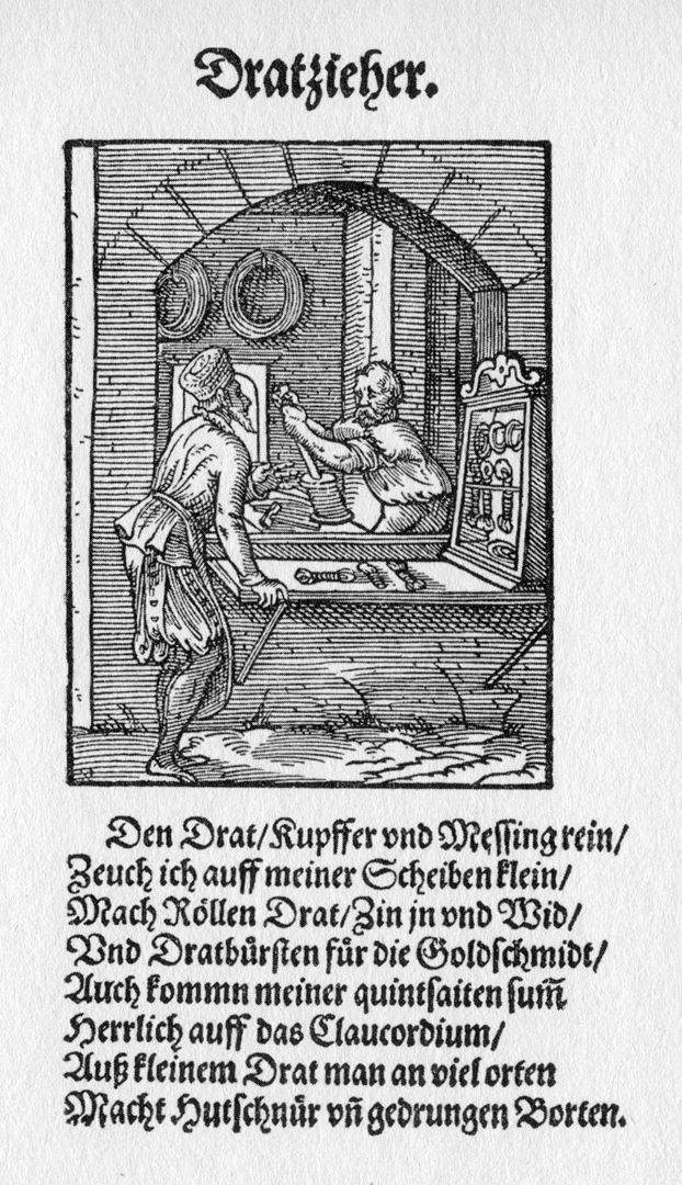 Epitaph Wolff und Anna Meuler Drahtzieher: Ständebuch von Jost Amman mit Versen von Hans Sachs, Frankfurt 1568