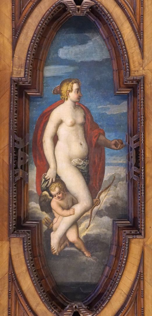 Ceiling of the beautiful room Venus (goddess of love, beauty and fertility, together with her son Cupid, the god of love, a winged boy with a bow and quiver)