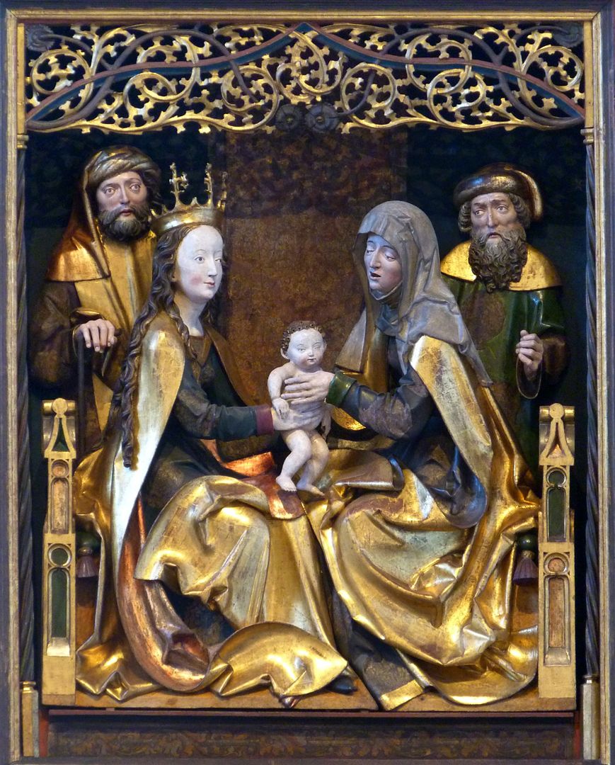Annen- oder Sippen-Altar Mittelschrein: vorne, Maria mit ihrer Mutter Anna und dem Jesuskind / hinten Josef und Joachim