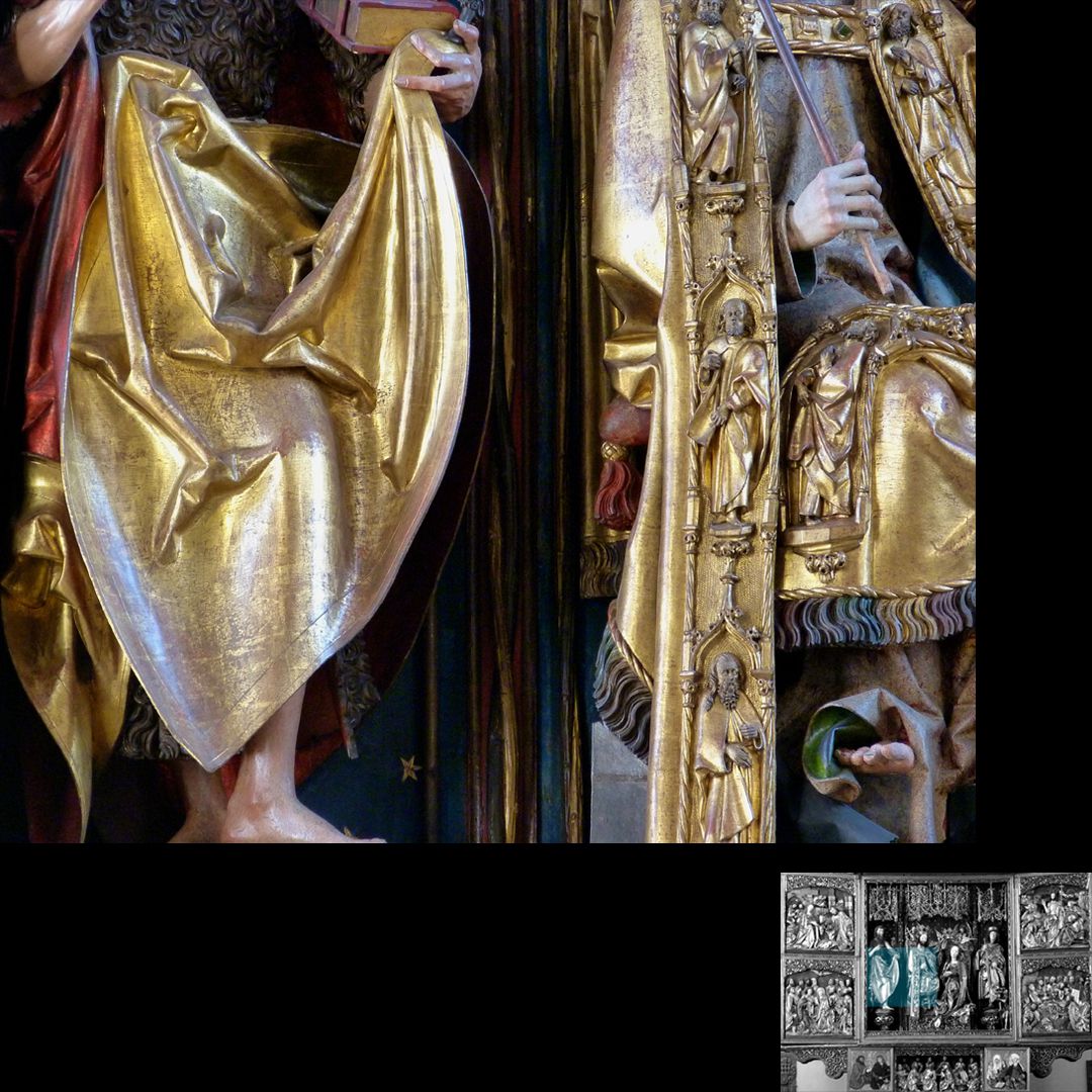 High Altar (Schwabach) Detail of the drapery and trimming of the cloak of Christ