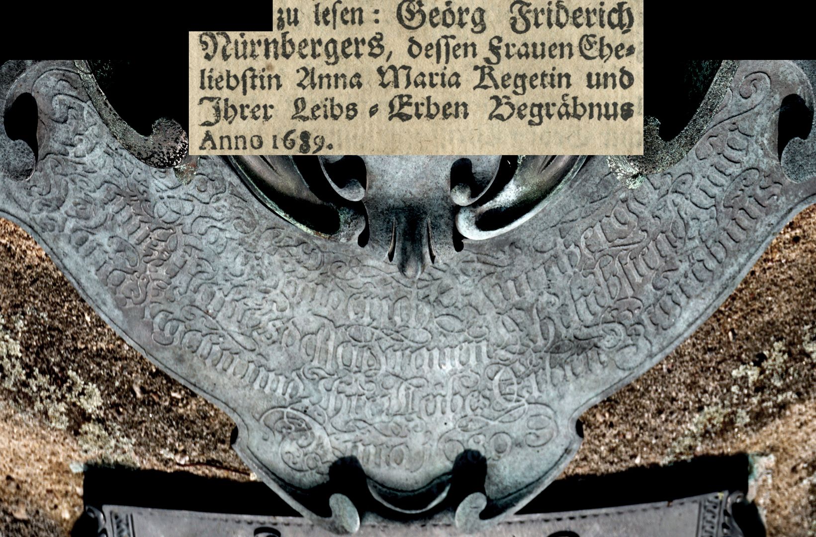 Epitaph of Georg Friederich Nürnberger "Under the coat of arms gives a flying wide note to read":