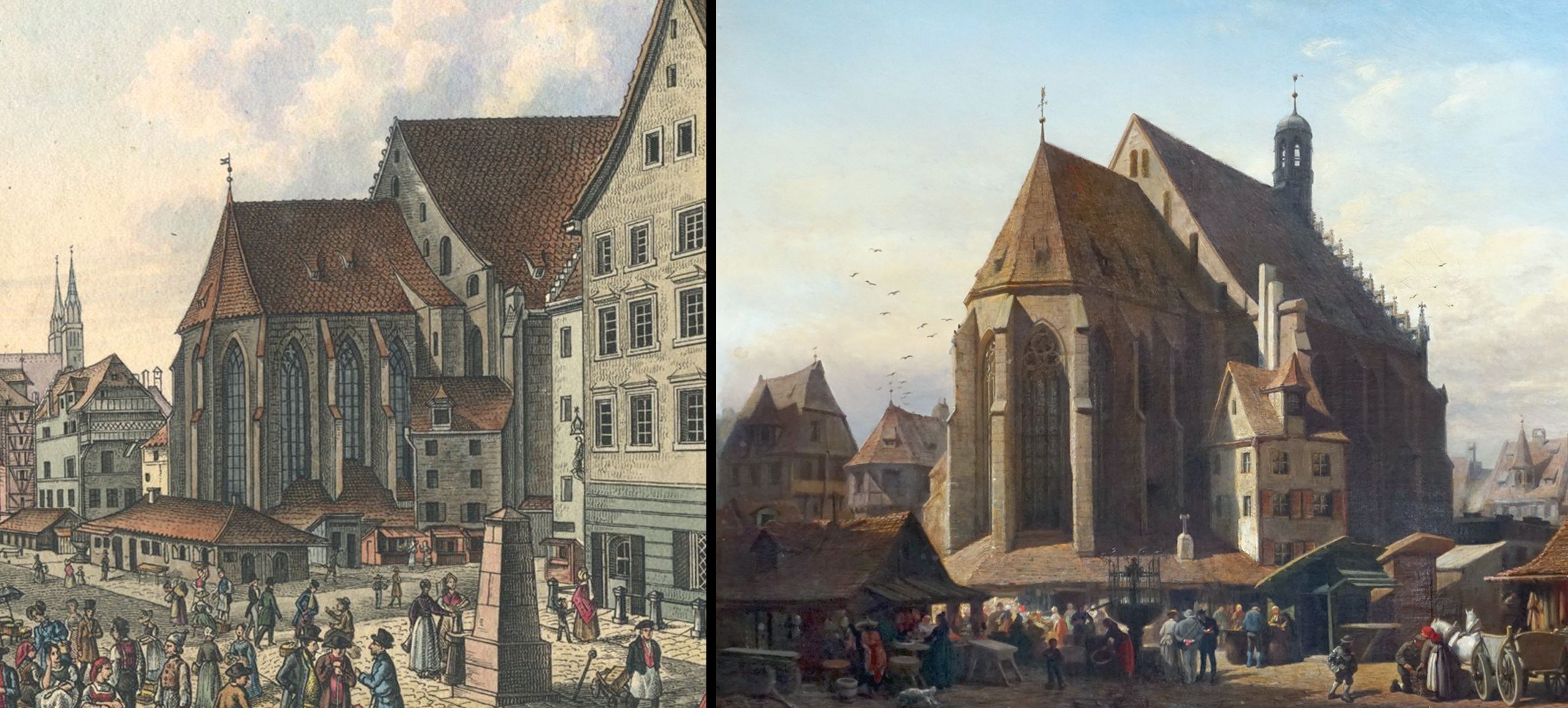 Church of Our Lady in Nuremberg Image comparison / left: from Views of Nuremberg and its environs (1839 / 1842)