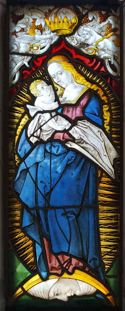 Fenster I 2 des Sebalder Chörleins / Pfinzingfenster Mutter Gottes mit dem Kinde auf der Mondsichel
