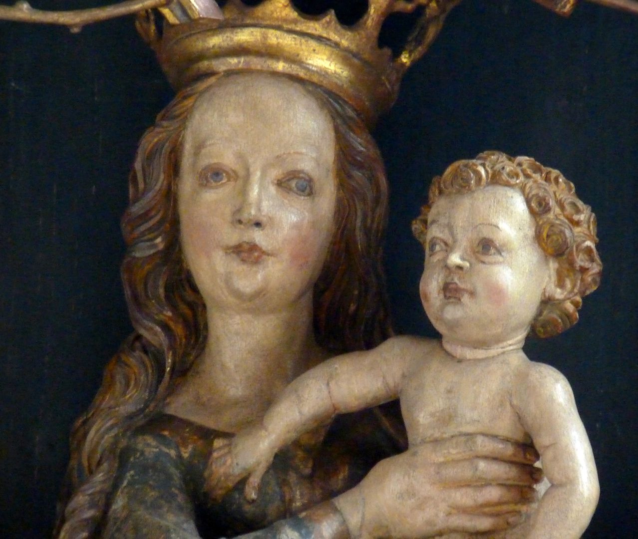 St. Jobst Ottmaraltar, Schrein, Detail der Maria mit dem Kinde, Umkreis des Veit Stoss, nach 1500
