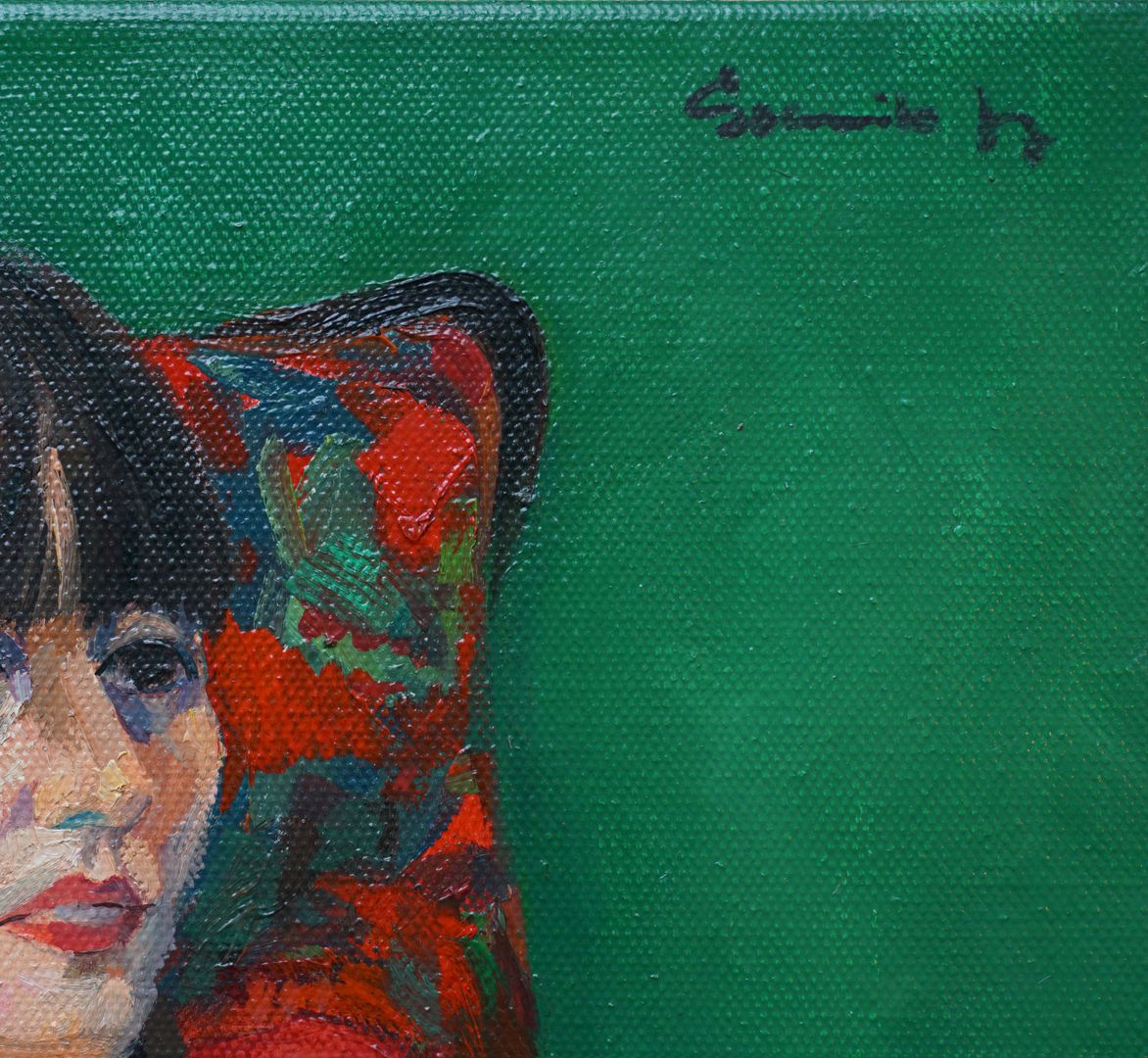 Portrait of a woman right upper corner with artist´s signature