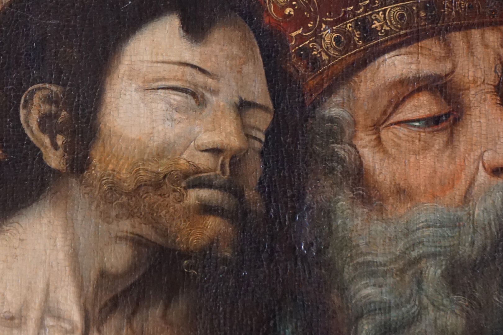 Dürer's foundation plaque Detailed view of the faces of Christ and God the Father