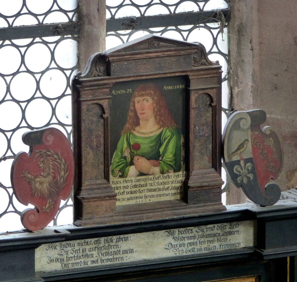Dürer's foundation plaque Panel with the portrait of the chapel founder Conrad Imhoff