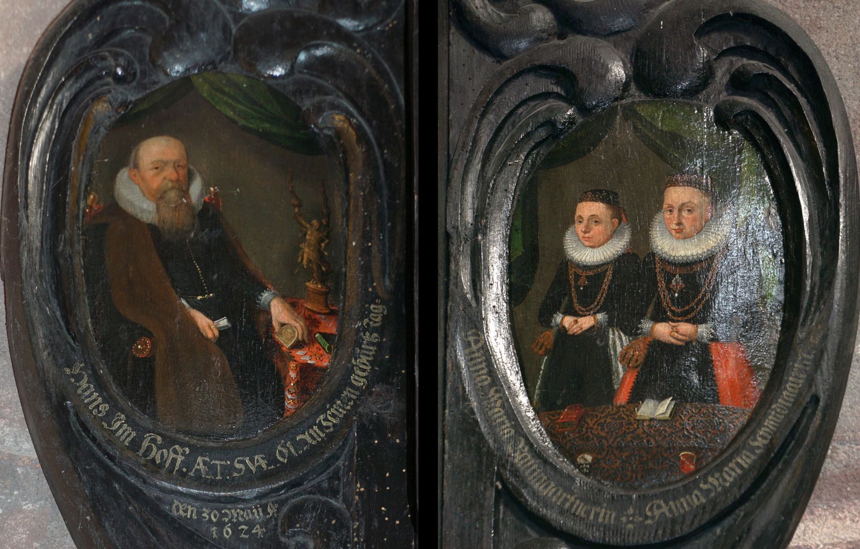 Dürer's foundation plaque Side cartouches: left Hans Imhoff (1563-1629) / right his two wives Anna Maria, née Paumgartner and Anna Maria, née Schmidmayer