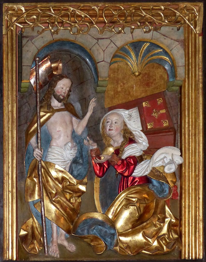 Altar of Mary (Salzburg) Wight wing: bottom: the resurrected Christ (Noli me tangere)