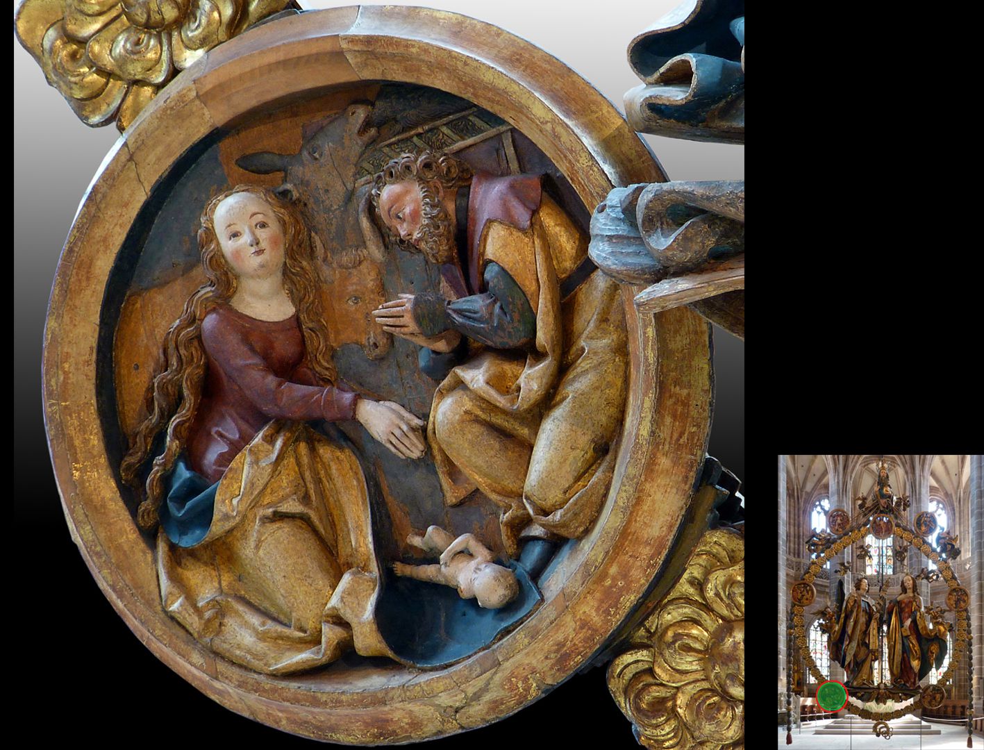 Angelic Salutation Nativity-medallion (highlight at the bottom right)