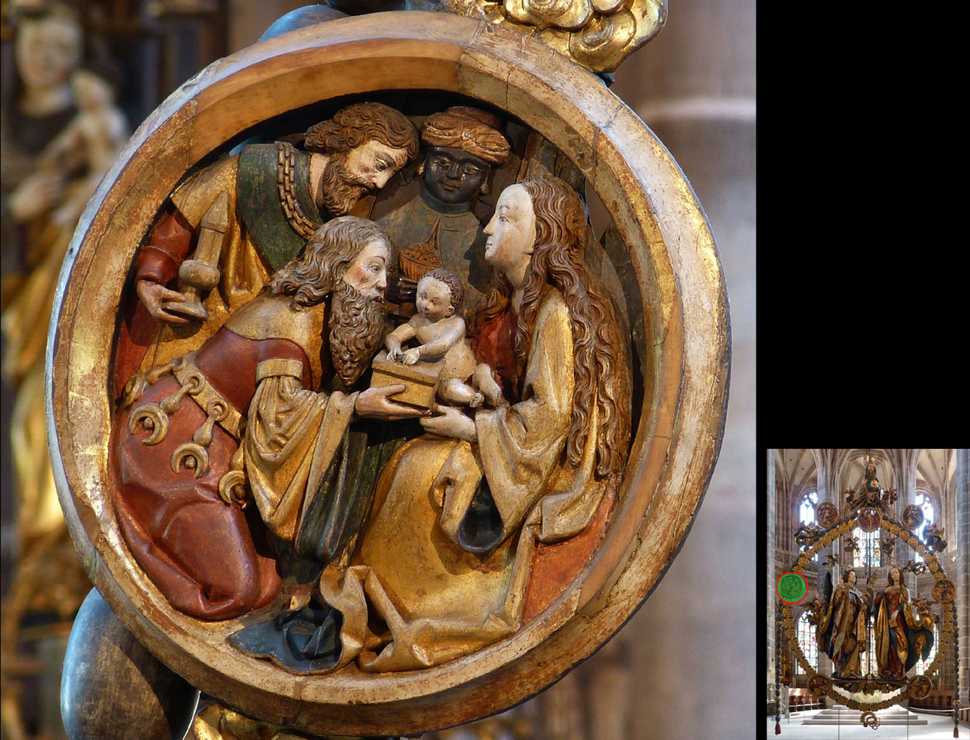 Angelic Salutation Adoration-medallion (highlight at the bottom right)