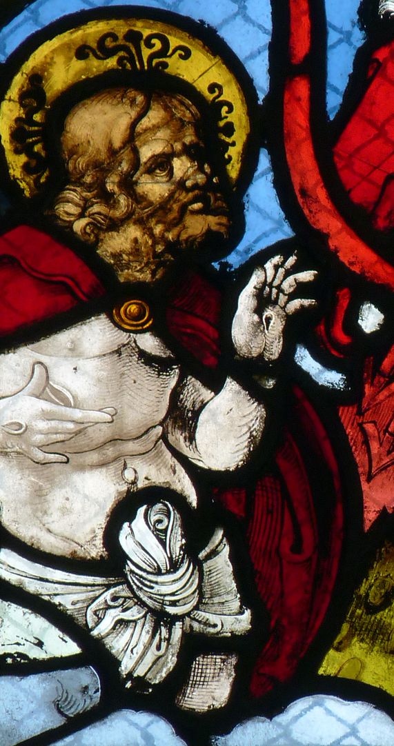 Chorfenster in der Tetzelkapelle Fenster 2 a, Detailansicht mit Christus