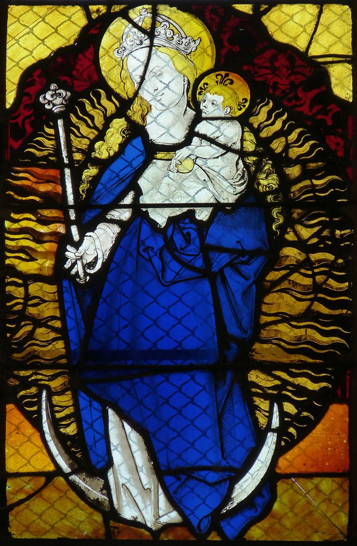 Chorfenster in der Tetzelkapelle Fenster 2 b, Maria auf der Mondsichel (Apokalyptische Madonna)