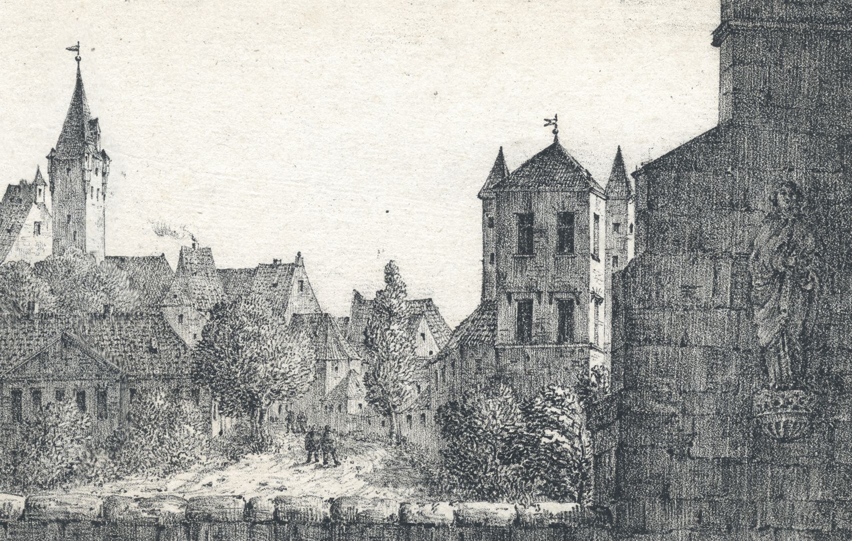 The Nuremberg castle view of today's Burgschmietstraße