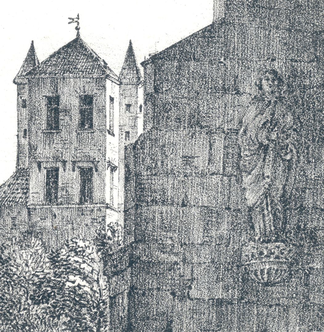 The Nuremberg castle detail view with portal figure of St. John