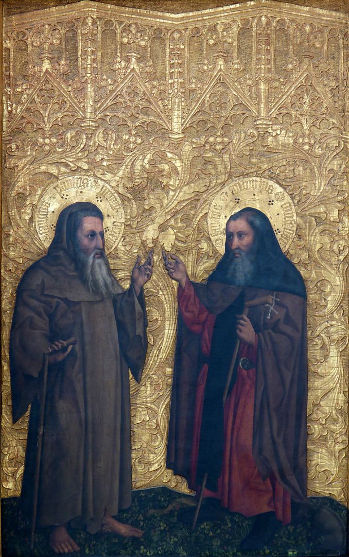 Tucheraltar Rechte Flügelseite, der hl. Paulus Eremita und der hl. Antonius Abbas