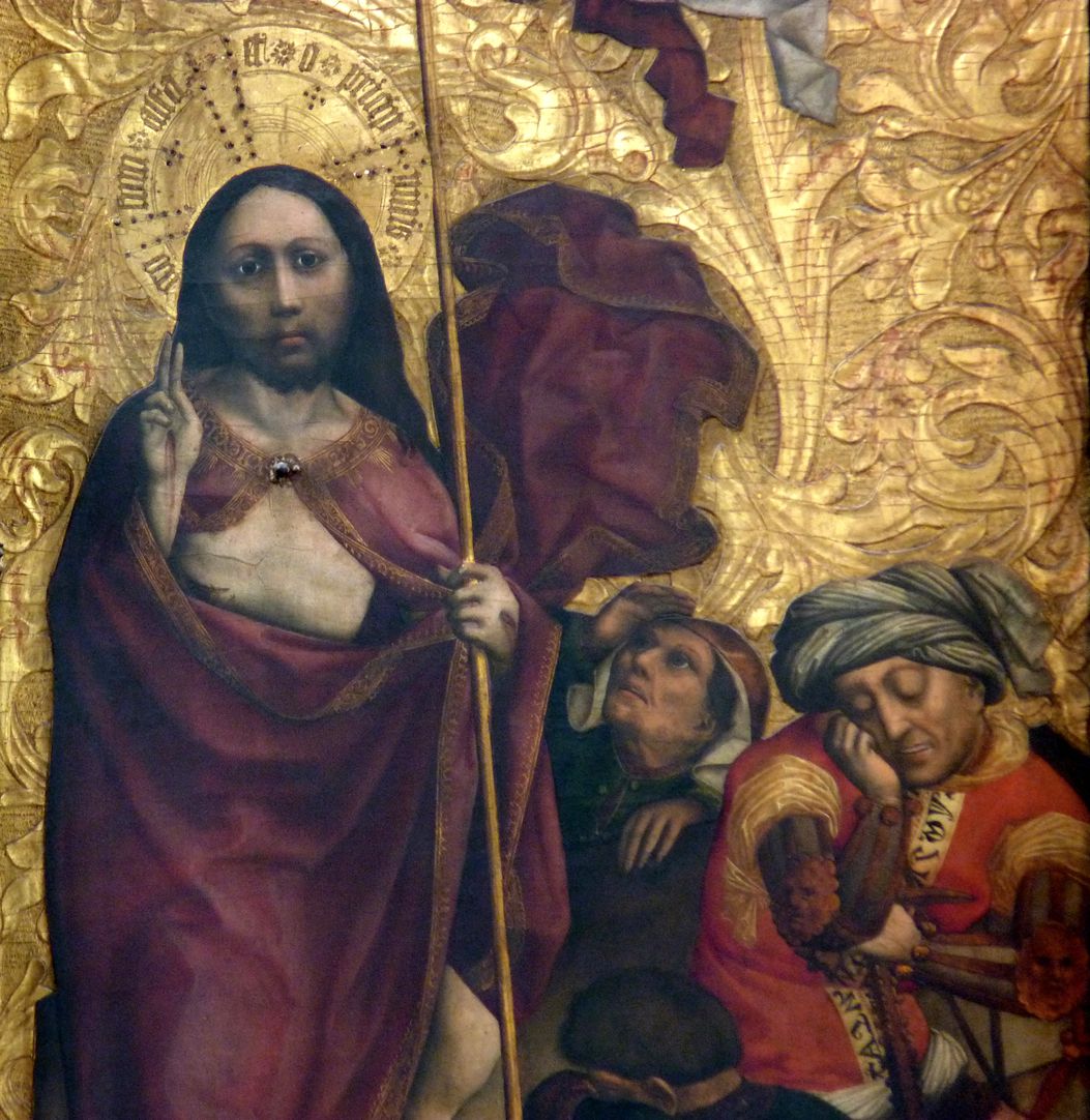 Tucheraltar Mitteltafel, rechts, Auferstehung Jesu, Detail mit Wächtern