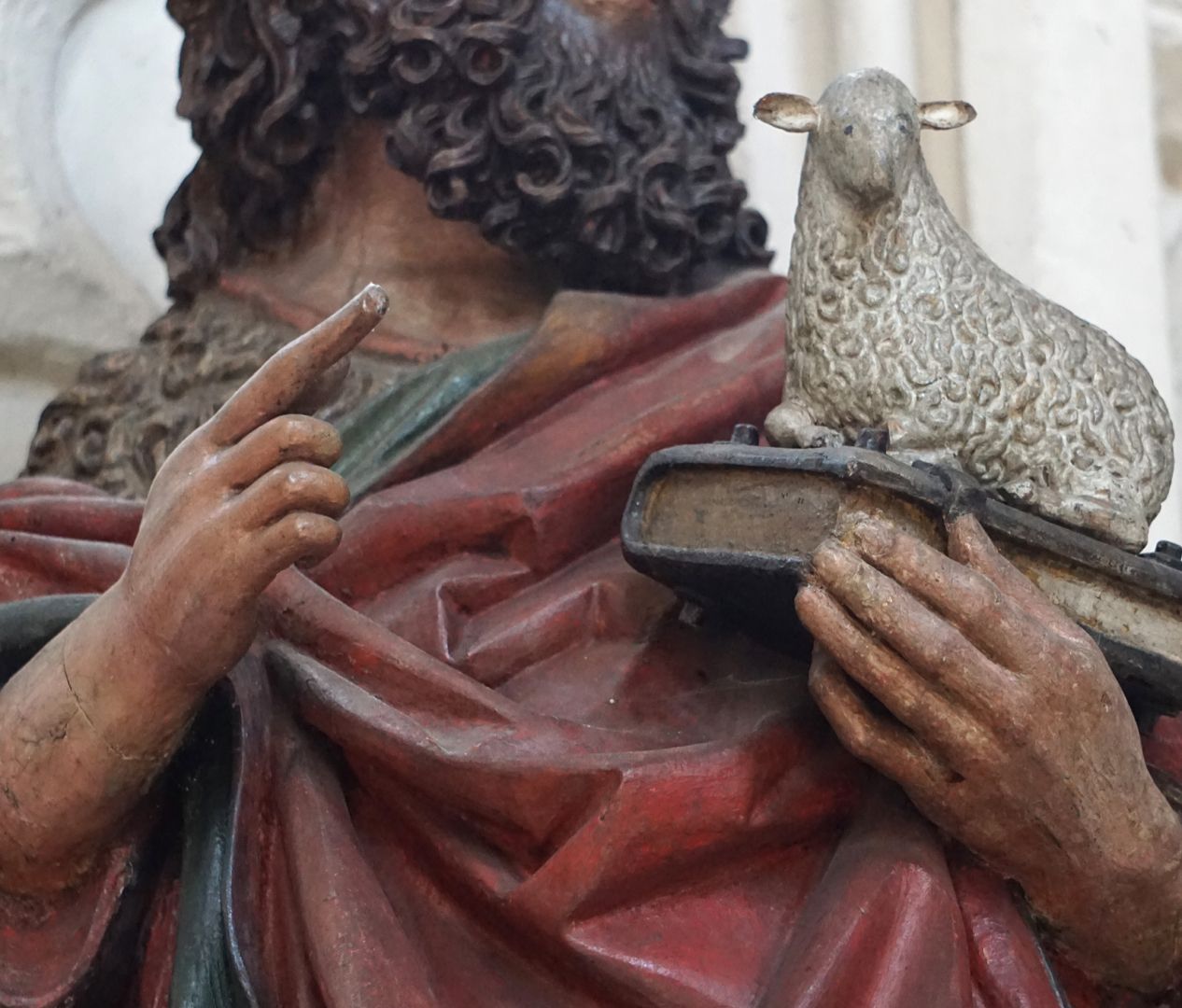 John Baptist Detailansicht mit Händen und Lamm